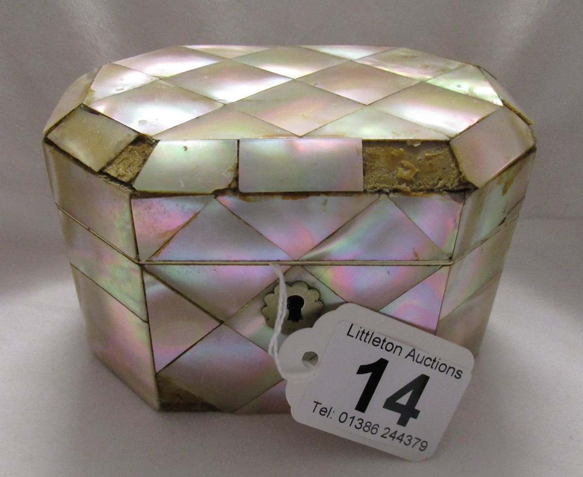 Mother-of-pearl tea caddy A/F - Estimate £40 - £60