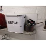 Enamel bread bin etc
