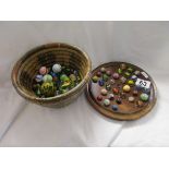 Small wooden solitaire set and marbles