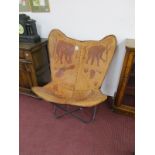Hide chair depicting elephants