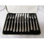Set of 6 boxed silver handled knives and forks - Estimate £25 - £40