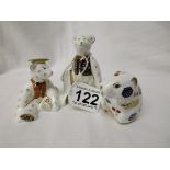 2 small Royal Crown Derby Bear paperweights and another