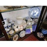2 complete shelves of boxed plates and china to include Royal Worcester & Aynsley
