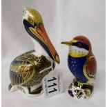 Royal Crown Derby Bee Eater with gold seal and Brown Pelican