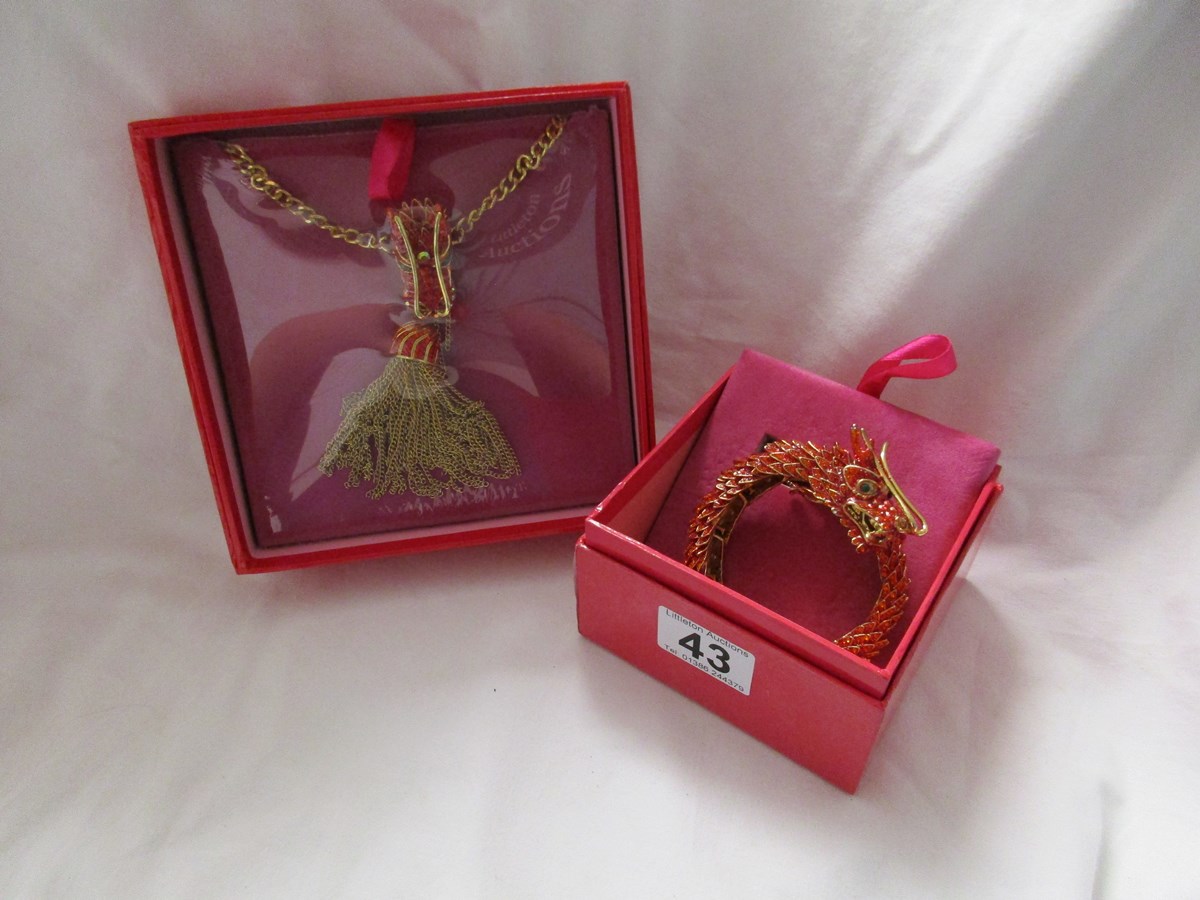 Butler & Wilson stone set dragon bracelet & pendant