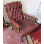 Edwardian button-back leather library chair - Estimate £80 - £120