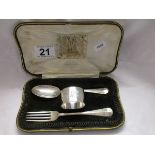 Boxed silver christening set