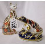 Royal Crown Derby Lynx with gold seal and Royal Crown Derby Frog