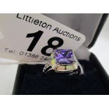 Silver & amethyst set ring