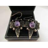 Pair of silver & stone set earrings