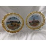Pair of pierced porcelain plates by Schumann, Bavaria (Portsmouth theme)