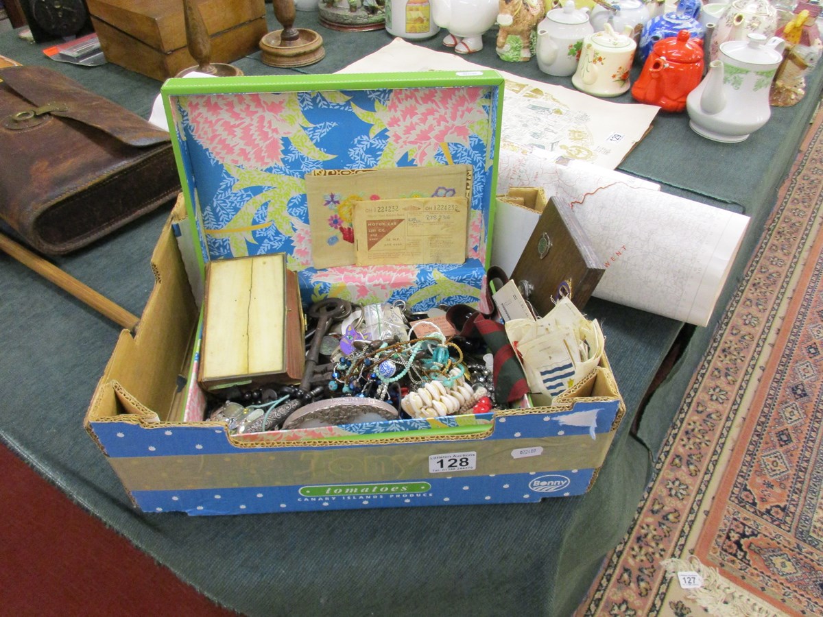 Box of collectables to include costume jewellery