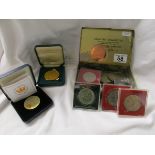 Collection of commemorative coins etc