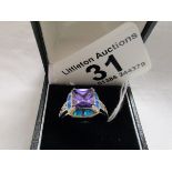 Silver and amethyst set ring