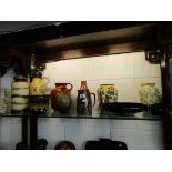 Shelf of Studio pottery