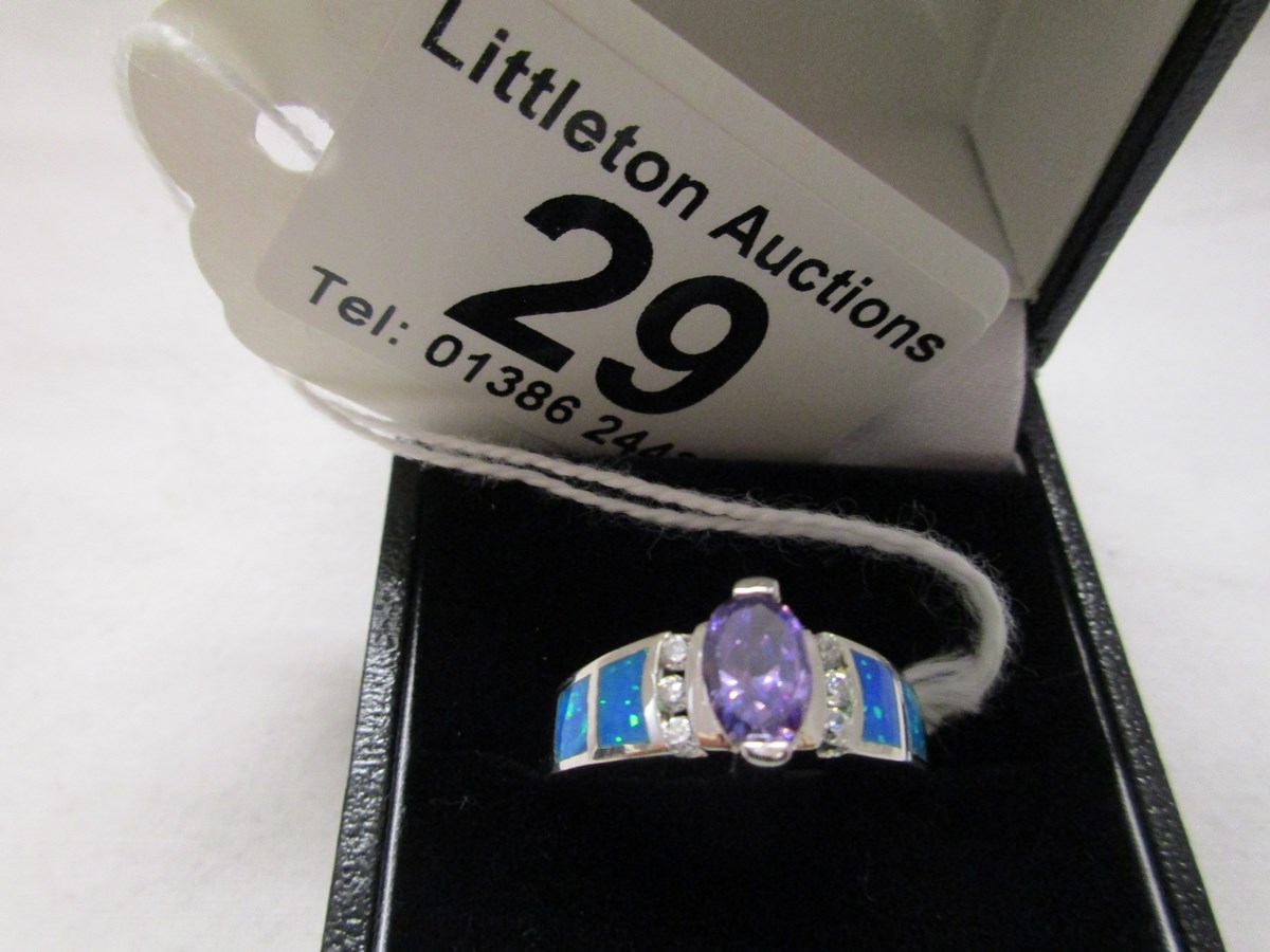 Silver and amethyst set ring