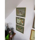 Set of 3 Oriental / Indian silk pictures