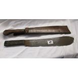 2 Machetes to include one WWII in sheath (Burma 1943)