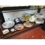 Shelf of china to include Royal Worcester & commemorative plates