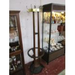 Free standing oak & brass coat stand