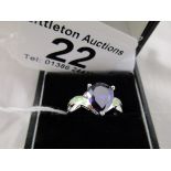 Silver & amethyst set ring