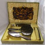 Tortoiseshell effect cased dressing table set