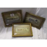 3 fine silk pictures - Racing themes