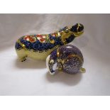 2 Royal Crown Derby paperweights - Badger & Hippo