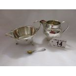 2 small hallmarked silver jugs and mustard spoon - Approx 139g