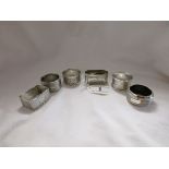 6 hallmarked silver napkin rings - Approx 134g