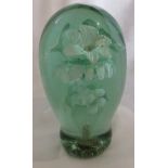 Heavy green (dump) floral glass paperweight