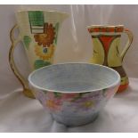 2 decorative jugs and bowl