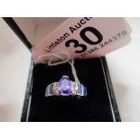 Amethyst & stone set silver ring