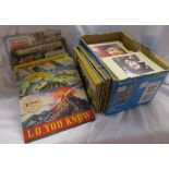 Box of postcard sets and cigarette cards