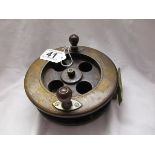 Antique wood & brass fishing reel