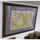 Large French print in oak frame - 4 seasons