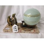 Art Deco penguin lamp on marble base