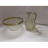 Miniature glass and silver mounted jug and bowl