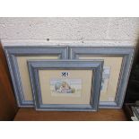 3 children prints in blue frames