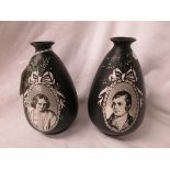 Pair of Shelley portrait spill vases