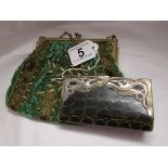 Silver mounted purse and ladies beaded bag