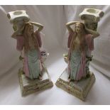 Pair of 19C Continental figure candle holders