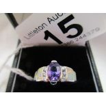 Silver amethyst & stone set ring