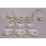 29 piece Shelley tea service for 6 - Yellow Phlox pattern, Rd. 823343 to include teapot