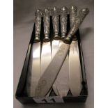 Set of 6 silver handled fish knives