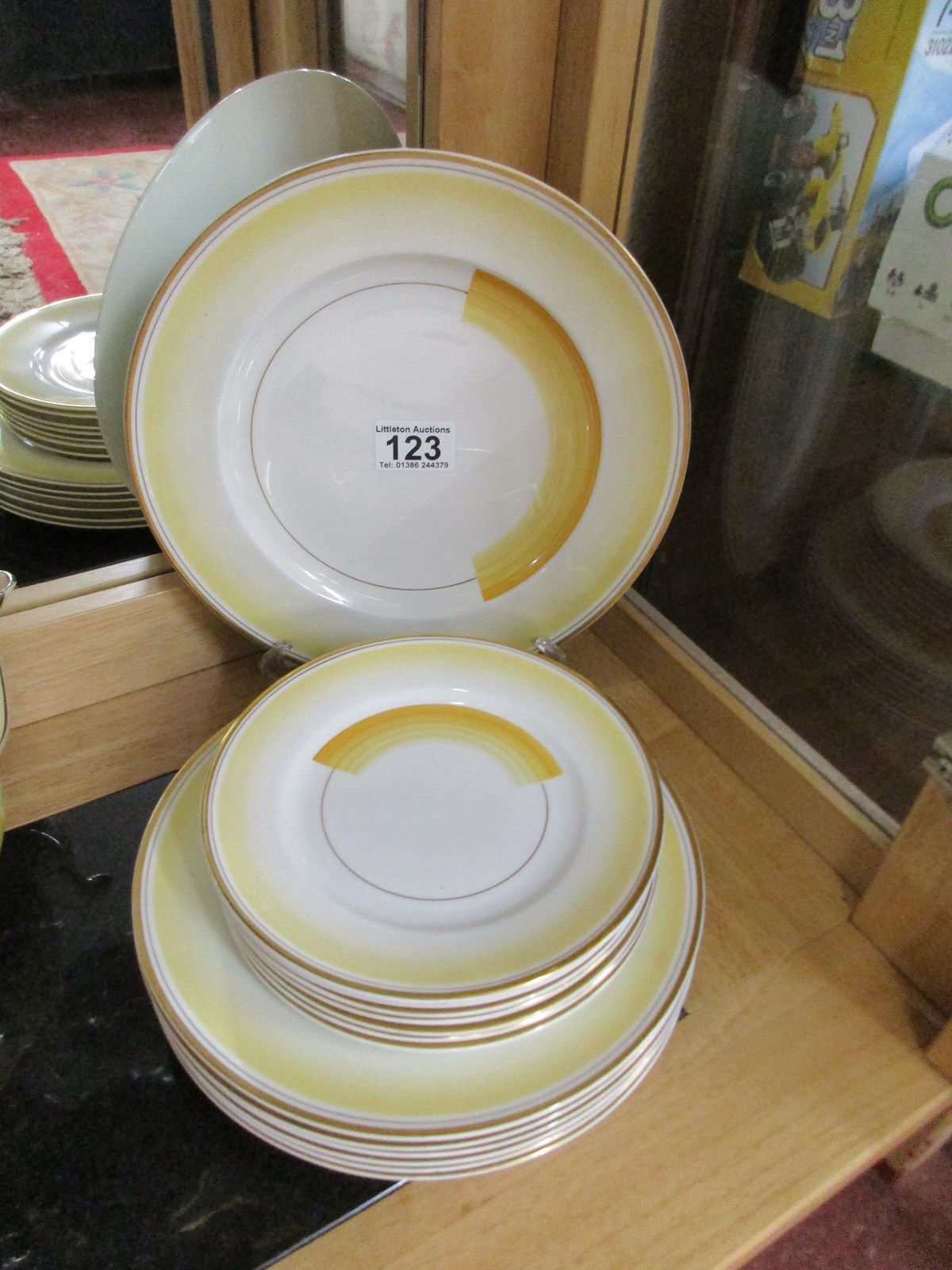 Collection of 14 Shelley plates in Art Deco Pattern