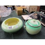 Green Harmony ware Shelley bowl and biscuit barrel