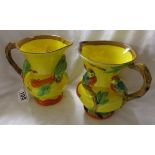 Pair of budgerigar Wade Heath jugs