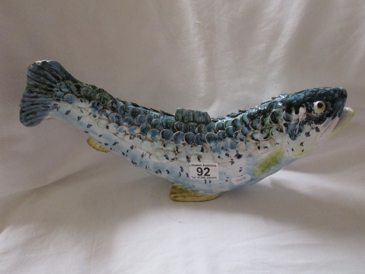 Unusual large ceramic Salmon with impressed Chelsea mark