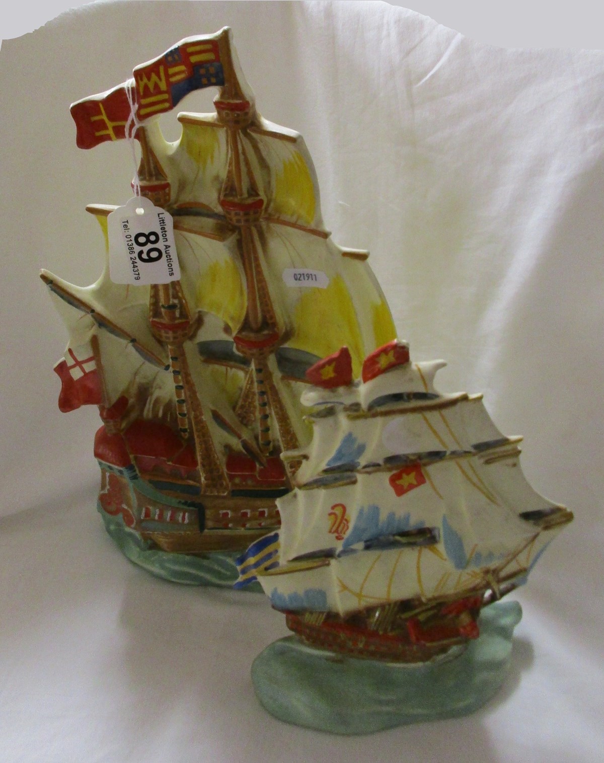 2 Czechoslovakian ceramic galleons